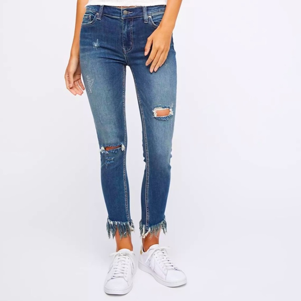 Free People Great Heights Frayed Skinny Jeans